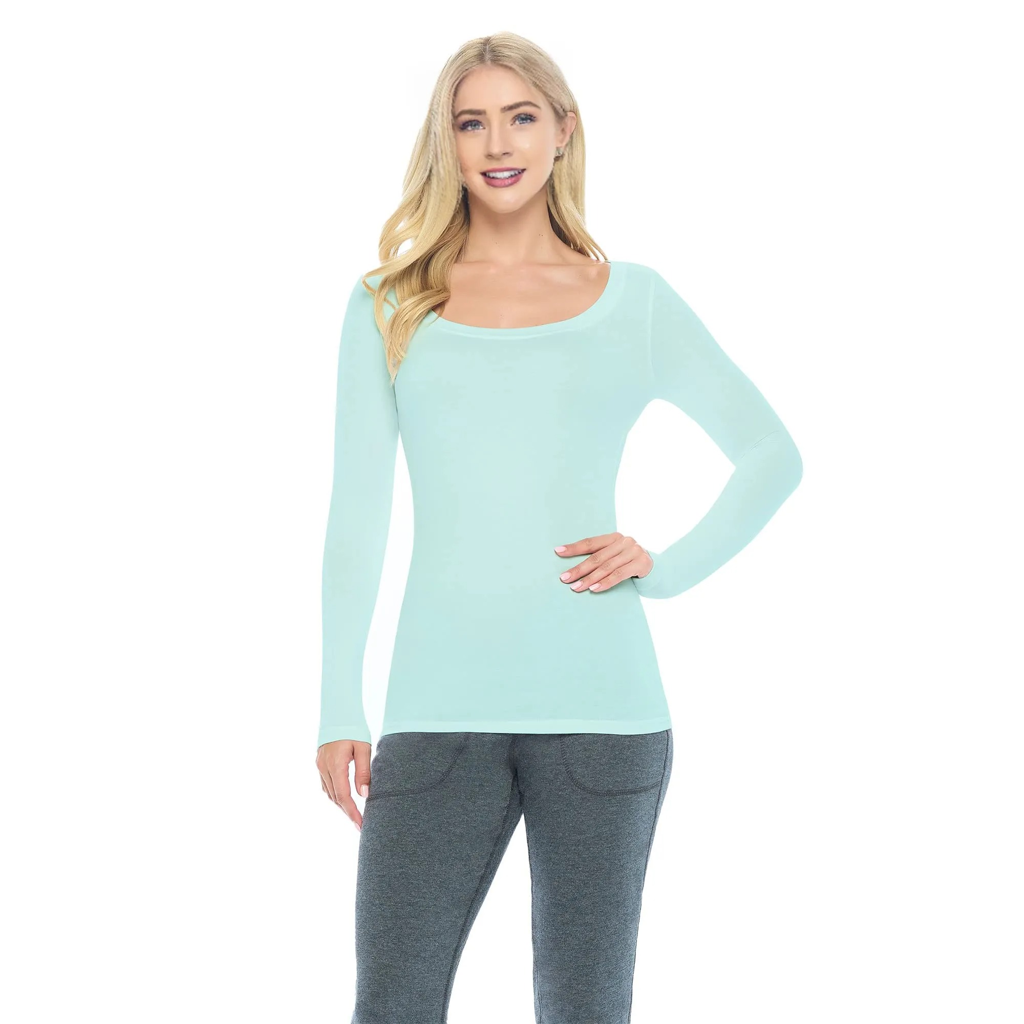 Women's Long Sleeve Scoop-Neck T-Shirt Under Scrub - Image 13