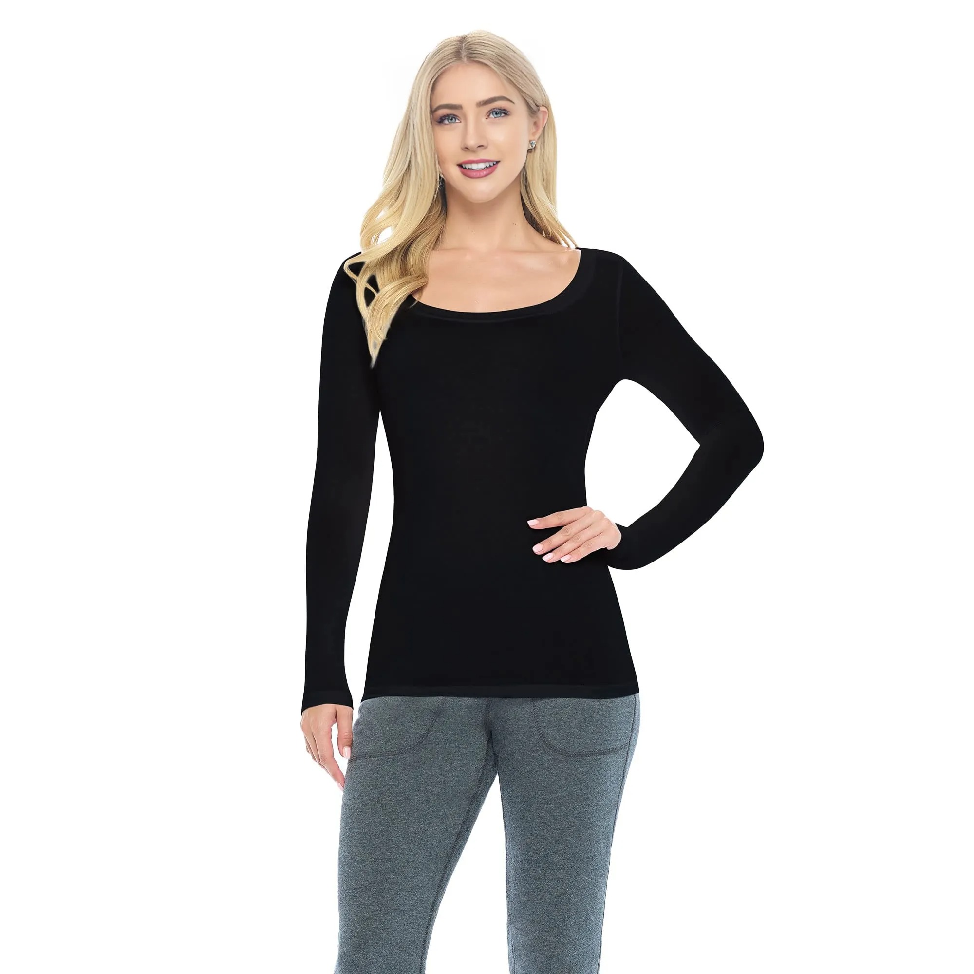 Women's Long Sleeve Scoop-Neck T-Shirt Under Scrub