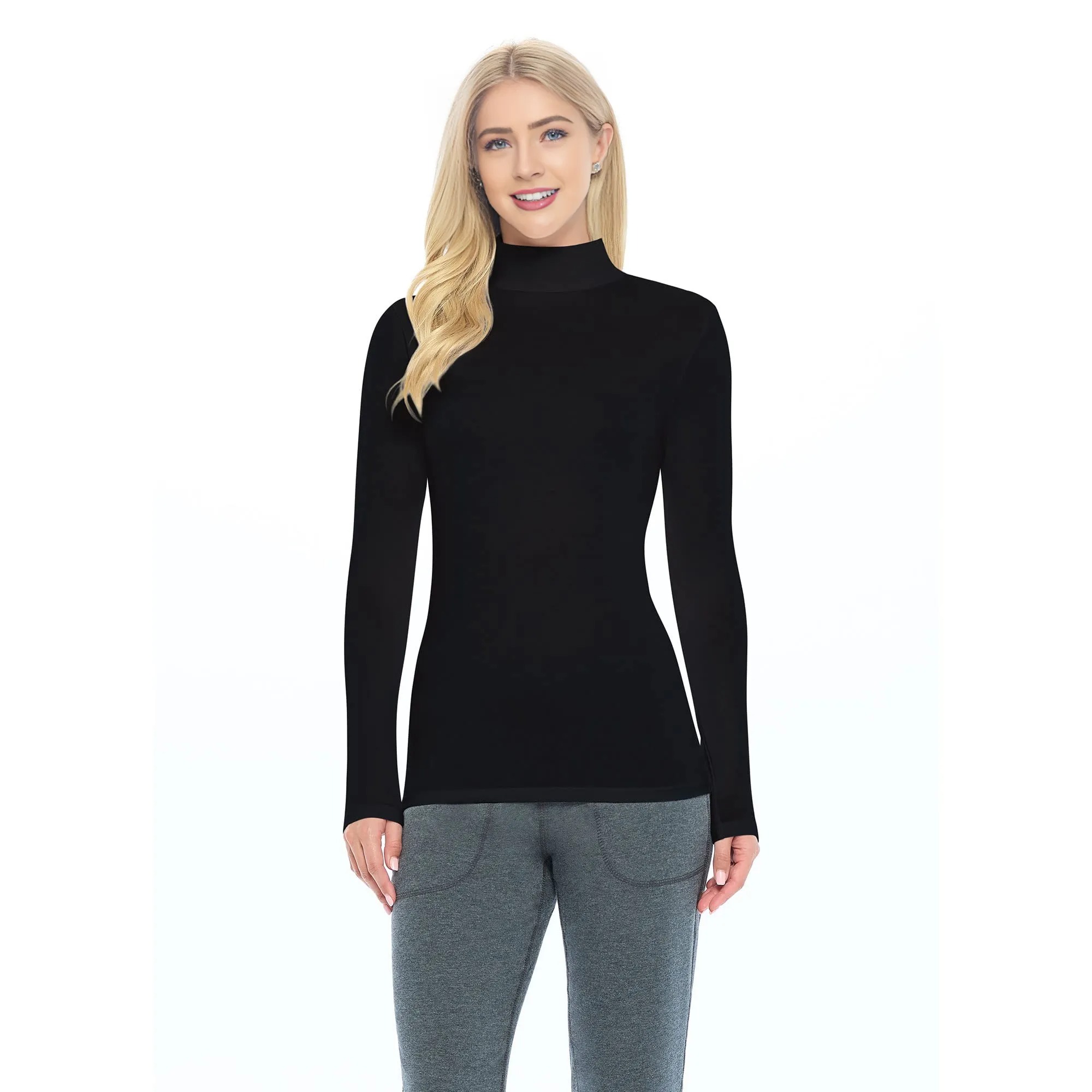 Women's Long Sleeve Turtle-Neck T-Shirt Under Scrub