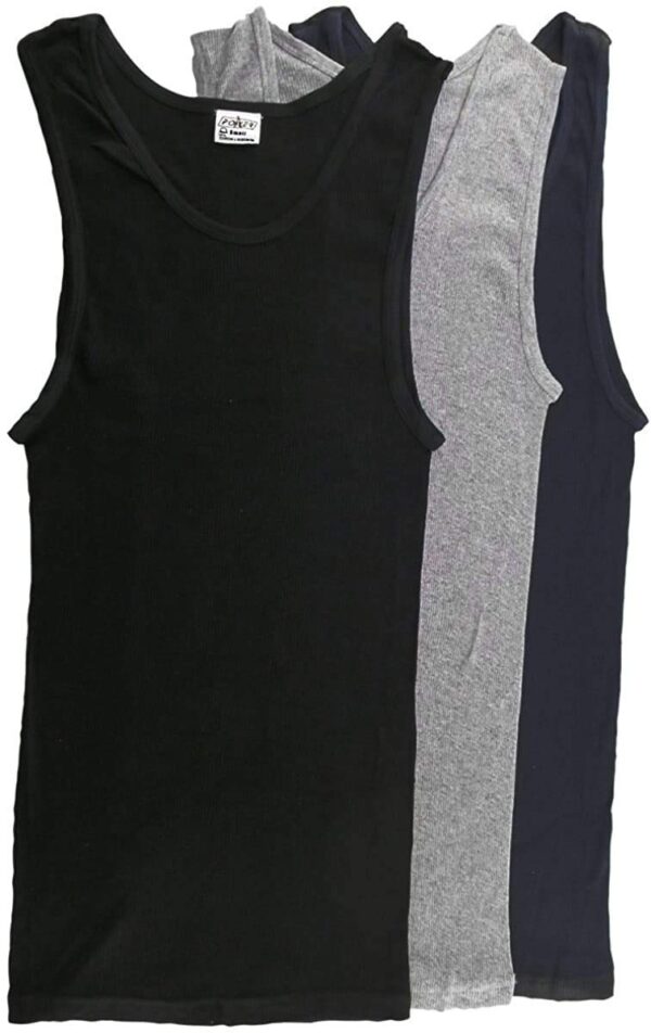 Men's 100% Cotton Classic Rib Tank Top A-Shirts - Image 6