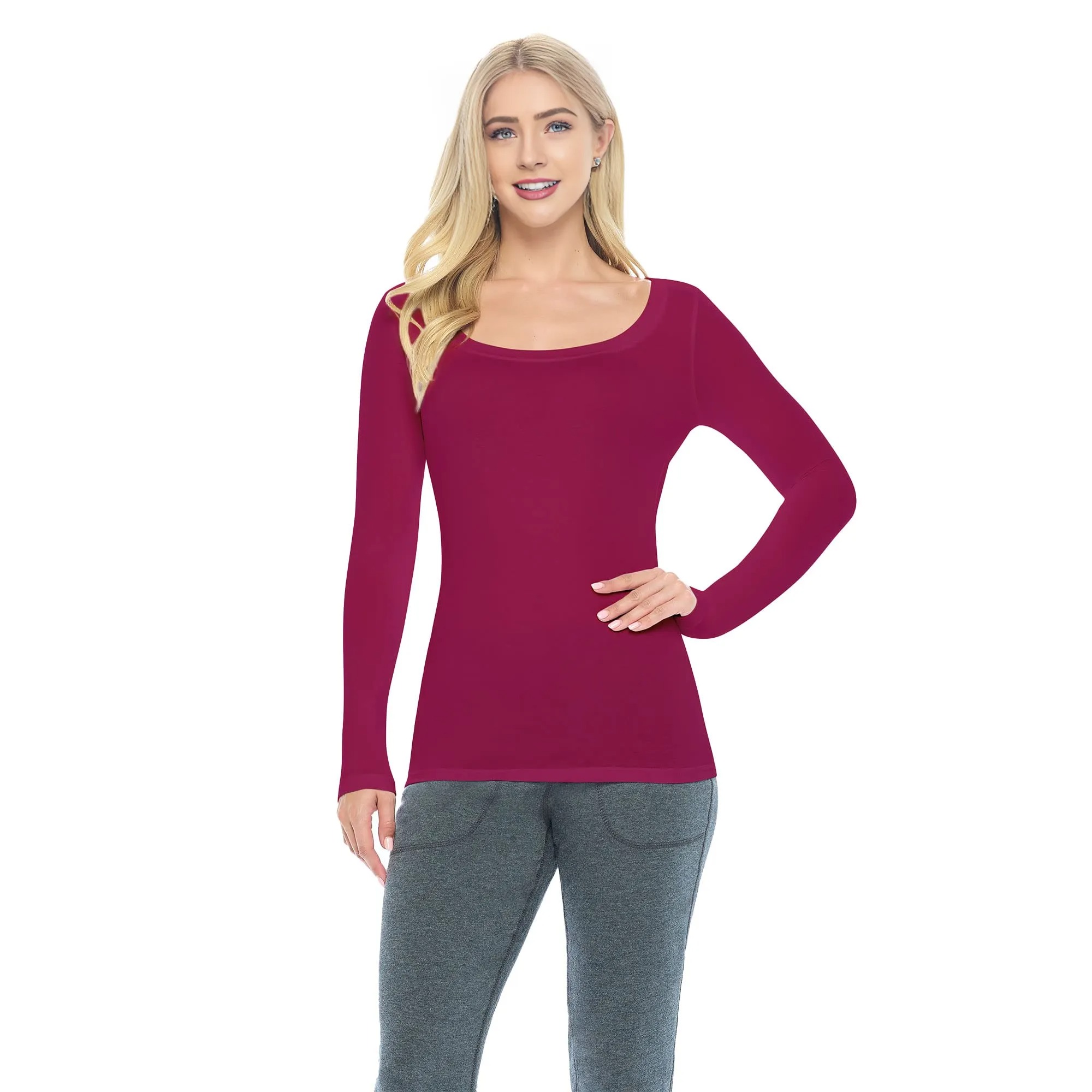 Women's Long Sleeve Scoop-Neck T-Shirt Under Scrub - Image 11