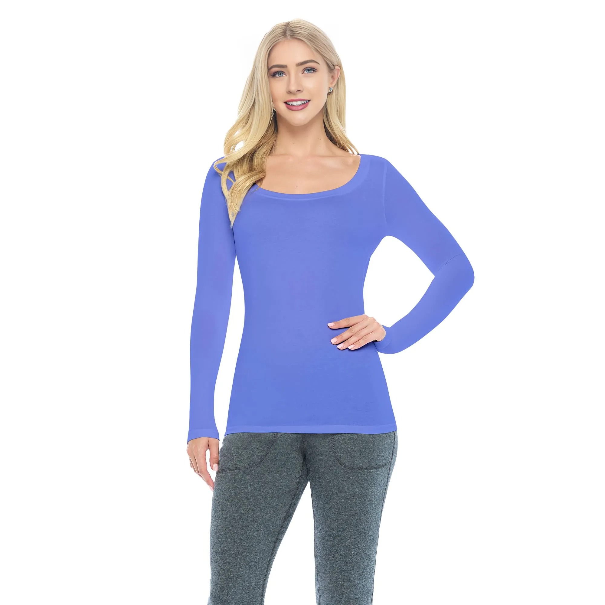 Women's Long Sleeve Scoop-Neck T-Shirt Under Scrub - Image 10