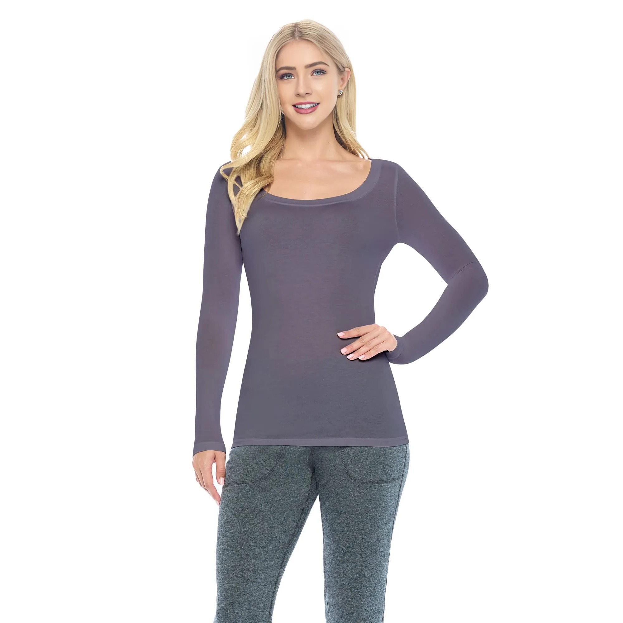 Women's Long Sleeve Scoop-Neck T-Shirt Under Scrub - Image 9