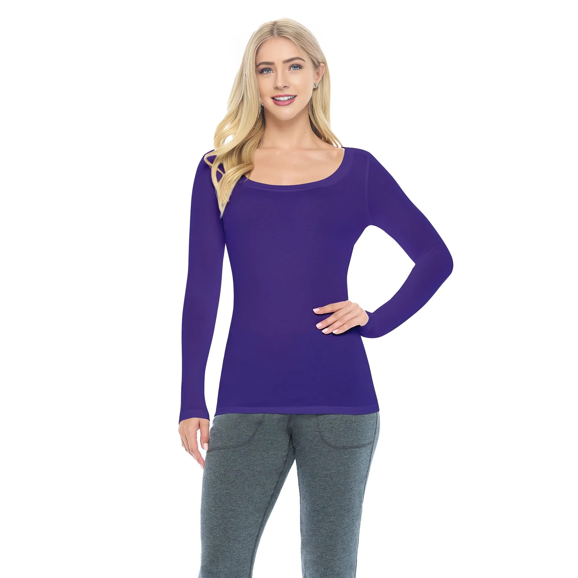 Women's Long Sleeve Scoop-Neck T-Shirt Under Scrub - Image 7