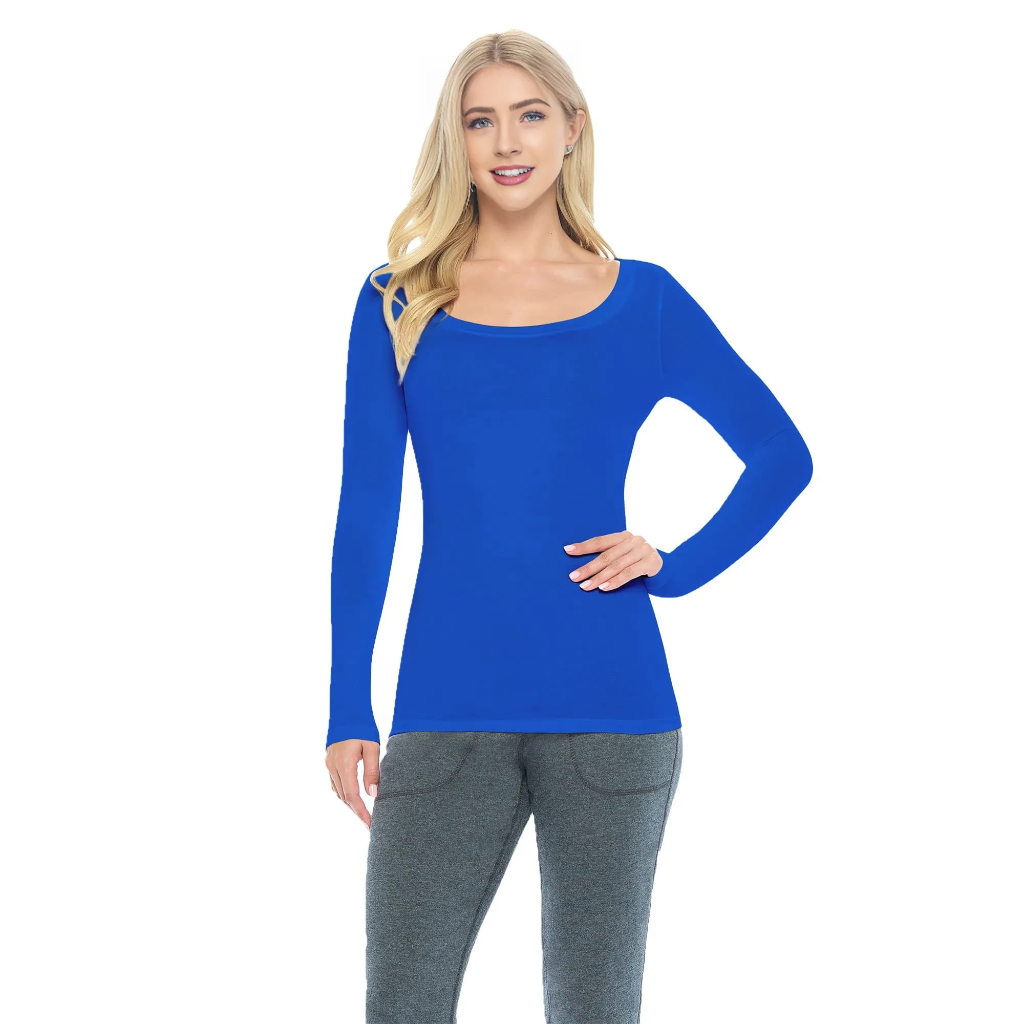 Women's Long Sleeve Scoop-Neck T-Shirt Under Scrub - Image 4