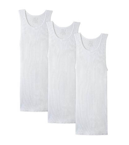 Men's 100% Cotton Classic Rib Tank Top A-Shirts - Image 4