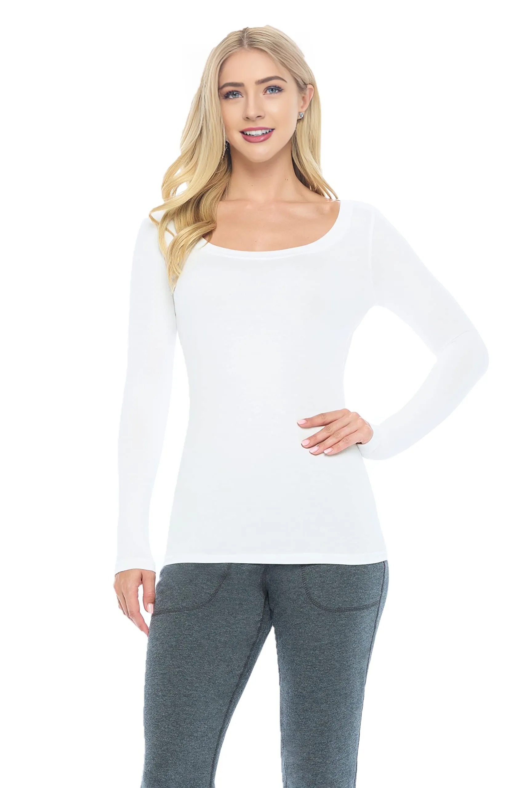 Women's Long Sleeve Scoop-Neck T-Shirt Under Scrub - Image 3