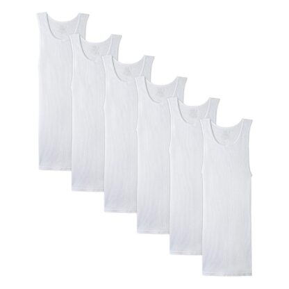 Men's 100% Cotton Classic Rib Tank Top A-Shirts - Image 3
